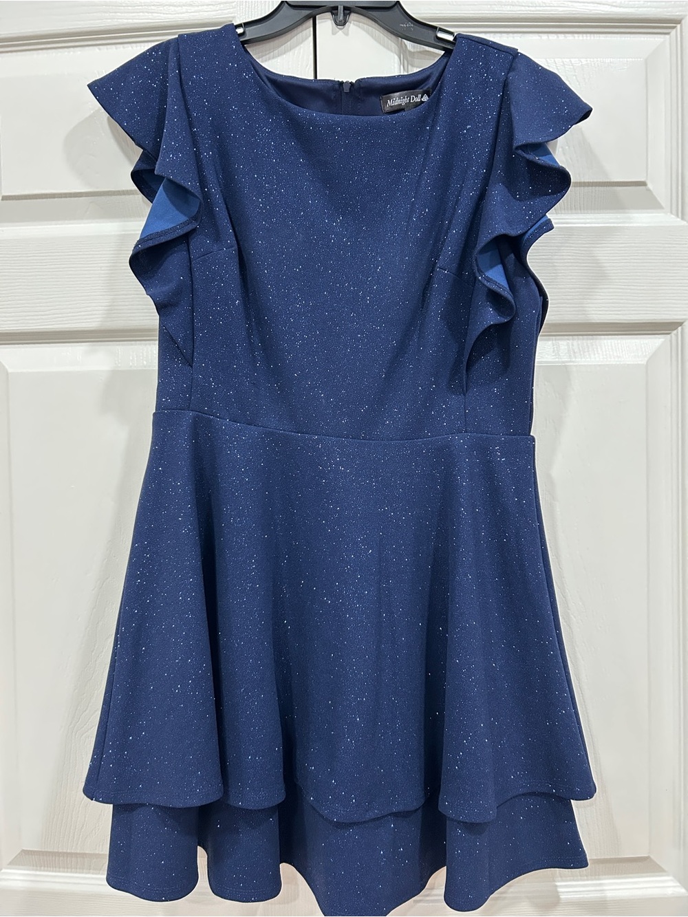 Midnight Doll - Blue Sparkle Ruffle Junior's Formal Dress